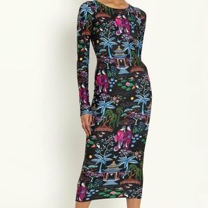 BLACKMILK LONG SLEEVE BODYCON MIDI DRESS - LIMITED (SIZE SMALL)